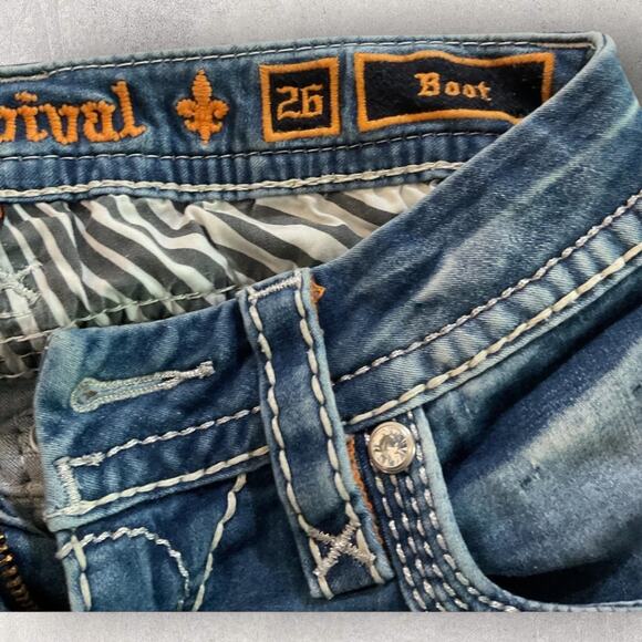 Rock Revival Daly Alt Women’s 26 Straight Leg Distressed Bling Denim Jeans - Picture 7 of 14